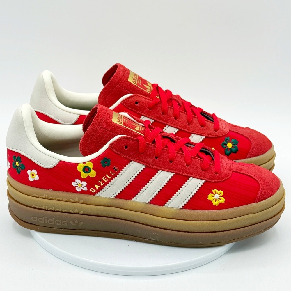 Adidas X Liberty London Gazelle Bold W Size 8 Scarlet White Flowers IH1921, NEW - Picture 2 of 11